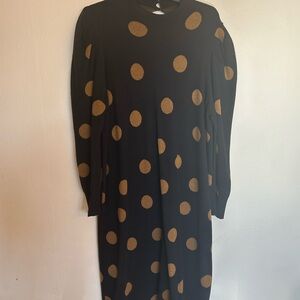 Who What Wear Black and Brown Polka Dot Dress